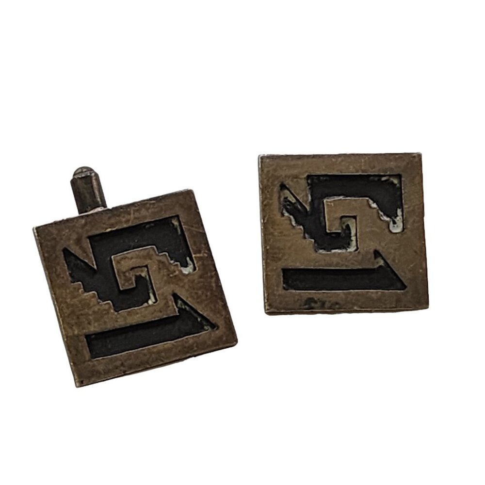 Vintage RBZ Made in Mexico Sterling Signed Aztec Cufflinks (A4413)